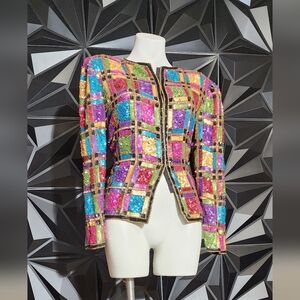 Laurence Kazar Multicolor Sequin Blazer